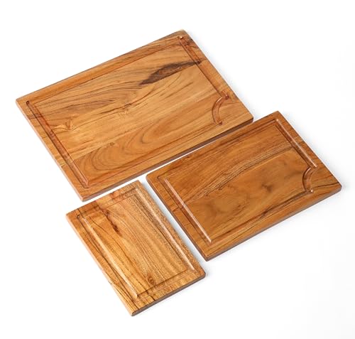 Set de 3 tablas de cortar rectangulares con ranura para jugos miniatura 2