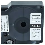 vhbw 5 x kaseta z taśmą do etykiet 3M PL300, PL100, PL200, 5,5 m x 12 mm, czarna na białym, winylowym