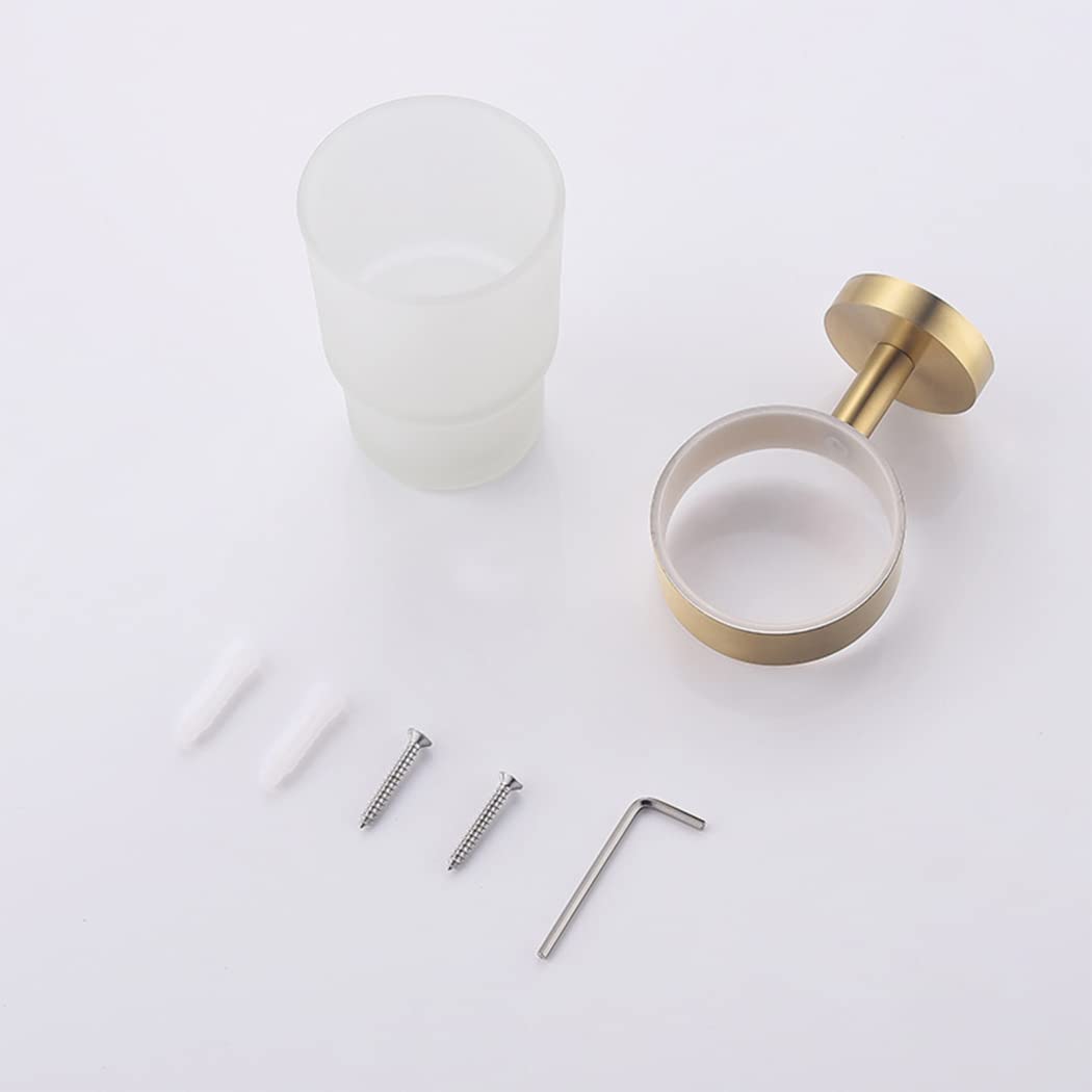 WRIST Zahnbürstenhalter, Zahnbürstenhalter Zur Wandmontage Zahnbürstenhalter Aus Edelstahl Mit Milchglasbecher, Gebürstetes Gold