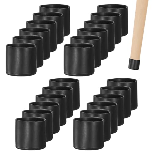 Image of M METERXITY 24-Pack Chair Leg Caps, 1-1 /8 Inch(28mm) PVC Chair Leg Floor Protectors for Folding Chairs /Metal Chairs /Furniture Table /Hardwood Floors, Round Non-Slip Cover End Tips [Black]