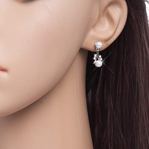 Boucles d'oreilles pendantes plaquées or anti-allergie avec perle