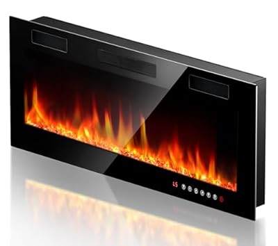 LEMBERI 36 inch Electric Fireplace Recessed and Wall Mounted,750/1500W Heater and Linear Fireplace with Touch Screen Control Panel, Timer,Remote Control,Adjustable Flame Color and Speed