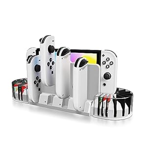 TNP Switch Dock Charging Station Stand – Joy-Con Controller Charger for Nintendo Switch & Switch OLED – Upgraded Switch Joycon Charger with 20-Slot Game Card Holder