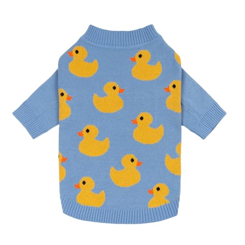 Image of Fitwarm Funny Duck Dog Sweater, Thermal Dog Winter Clothes for Small Dogs Boy Girl, Pet Outfit, Blue, Yellow, Small