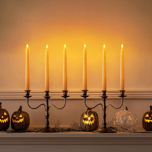 Bougies coniques sans flamme Homemory orange lot de 12 avec télécommande