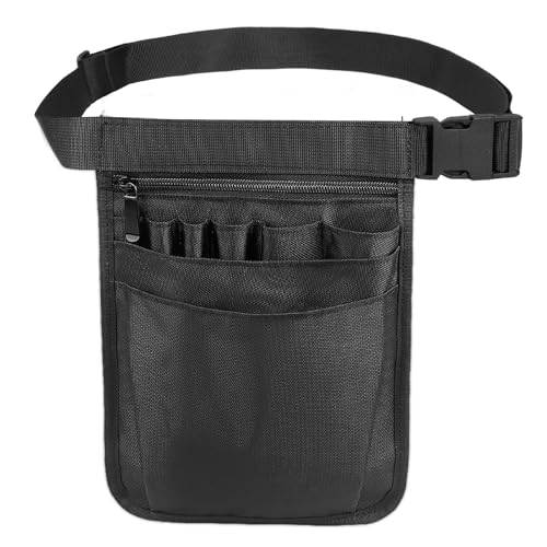 Utility Nurse Fanny Pack for Women, Multi-Compartment Nursing Fanny Pack, Storage Nurse Pouch for Work Supplies with Adjustable Belt, Medical Fanny Pack for Assistant (Black)