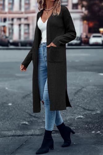 Image of Danedvi Long Cardigan Sweaters Women Trendy Open Front Coat with Pockets