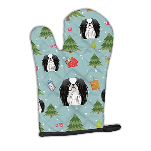 Caroline's Treasures BB5019OVMT Christmas Japanese Chin Oven Mitt Heat Resistant Thick Oven Mitt for Hot Pans and Oven, Kitchen Mitt Protect Hands, Cooking Baking Glove