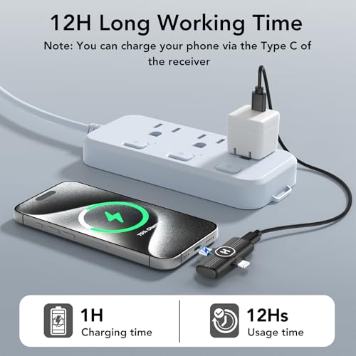 mini wireless lavalier microphone for iphone ipad android phone - noise reduction lapel usb c bluetooth mic for recording clip on omni lav mic for video recording tiktok youtube vlog