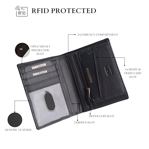 Image of TANSTITCH Slim Leather Wallet || Small,Compact, Minimalist & Thin Wallet || RFID Protected || Front Pocket Carry