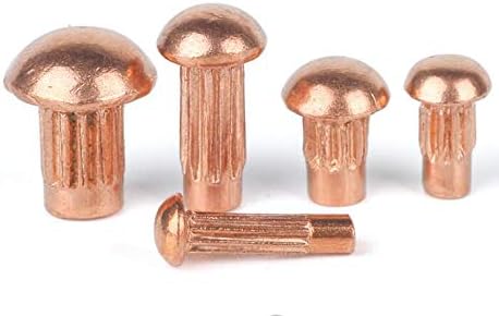 30pcs M2 copper rivet GB827 knurled nameplate solid semicircular head rivet 4-8mm length - (Stem Length: M2x6mm)