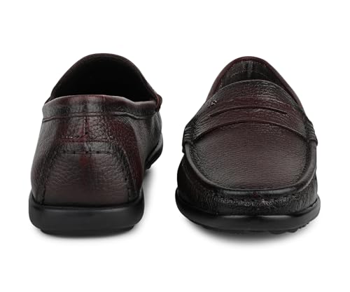 Image of LOUIS STITCH Italian Milled Leather Formal Shoes for Men | Ultra Lightweight Men's Slip On Solid Formal Loafers | Comfortable for Long Hours | LSPDFL
