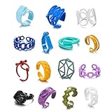 iF YOU 15pcs Y2K Colorful Knuckle Ring Set for Women, Chunky Stackable Finger Midi Rings, Cute Stacking Rings Pack Trendy Stuff Jewelry Gift (15 Colorful rings)