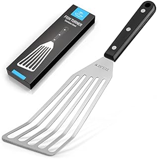 Zulay 12.4” Fish Spatula Stainless Steel - Slotted Fish Turner Spatula with Sloped Head Design - Durable and Lightweight Thin Spatula Metal For Flipping Delicate Food, Fish, Egg, Patties, Fries