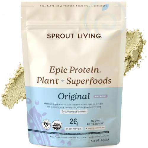 Plant Based Protein & Superfoods Powder Original Unflavored | Organic Protein Powder Vegan Non Dairy Non-GMO Gluten Free Sugar Free Perfect Keto Drink Mix (1 lb)