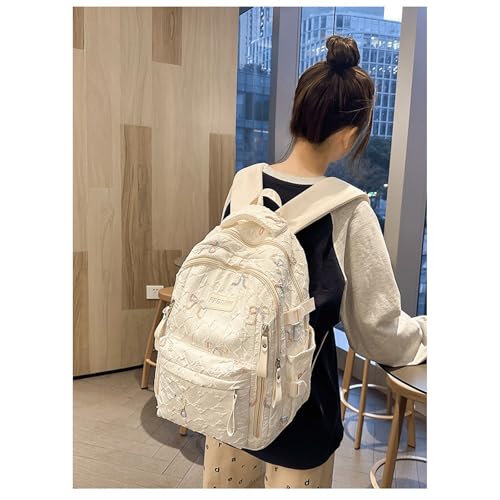 Pink Bow Backpack Embroidered Pink Backpack and Tote Set with Matching Front Zip Pockets3