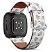 CJBROES Replacement Leather Watch Band, Compatible with Fitbit Versa 3 and Fitbit Sense of Wristband Bracelet Accessory - Cats Hearts