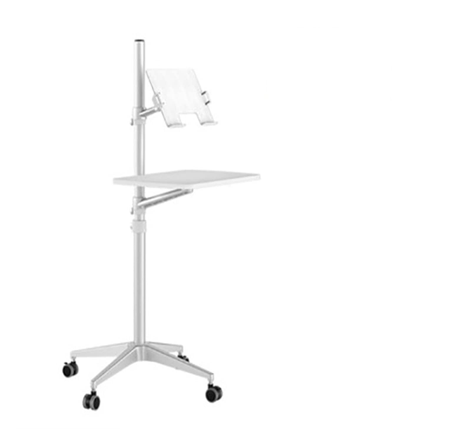 YNBSHGAA UT-2 Full Motion 2in1 Laptop Floor Stand Monitor Keyboard Support Height Adjust Moving Notebook Desk Home Office,Silver