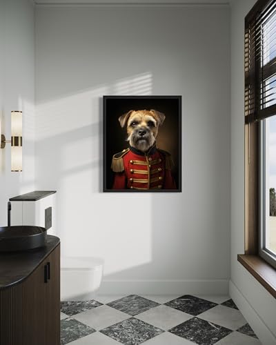 Image of aj decor Border Terrier General Wall Art Print Poster, Dog Pet Lover Picture Painting Artwork Bedroom Living Room Office Dining Room 150D (Border Terrier General, 18 x 24 inches, Black Frame)