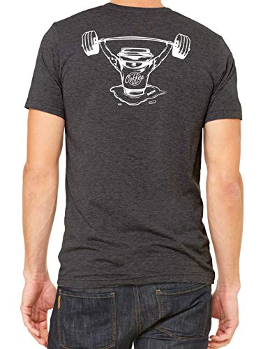 T-Shirt Manches Courtes EMOM Fitness White Barbell & Coffee Gris foncé Sport Musculation