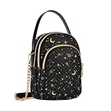 Sletend Constellation Star Galaxy Small Cross body Bags for Women Quilted Crossbody Cell Phone Shoulder Purse Handbags Wallet Detachable Chain Bag