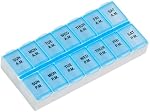 Ezy Dose Weekly (7-Day) AM/PM Pill Organizer, Medium Case, Colour May Vary | Daily Vitamin & Supplement Medicine Planner, Pop-Up Lids, 2 Times a Day Compact Pill Holder, Travel-Friendly, BPA-Free