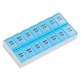 EZY DOSE Weekly AM/PM Daily Pill Case, Medicine Planner, Vitamin Organizer, Fish Oil Holder, Supplements Container, Medium Compartments, 2 Times a Day, Color May Vary (Randomly Selected), BPA Free
