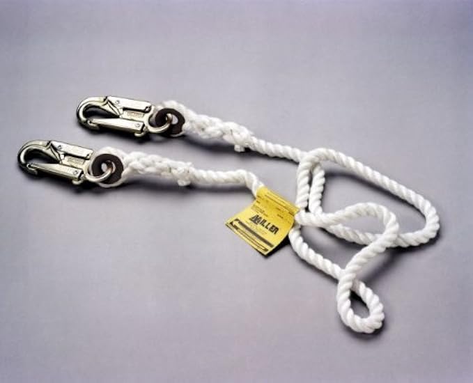 Honeywell 4' Rope Lanyard w/1 Locking snap Hook & 1 Locking rebar Hook (2-1/2''), 5/8'' Nylon 202RRS-2/4FTWH