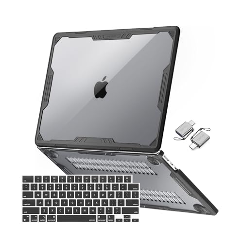 MOSISO Compatible with MacBook Air 13 inch Case 2026-2022 M5 A3449 M4 A3240 M3 A3113 M2 A2681, 3 in 1 Kit Symmetric Geometric Heavy Duty Hard Case with TPU Bumper for MacBook Air 13.6, Black