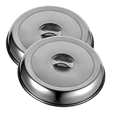 OFFSCH Cubierta para Alimentos De Acero Inoxidable, 2 Campanas Redondas para Hamburguesas y Verduras, Aptas para Plancha Teppanyaki y Acampada, Diámetro 24 Cm
