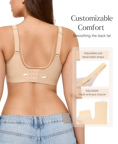Popilush Wireless Comfortable Bras Womens Deep V Neck Nude XL - image 3
