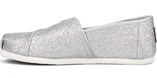 Toms Girls Espadrille Loafer Flat, Silver, 5 Big Kid #TOP2