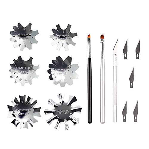 6 PCS French Nails Trimmer, Stainless Steel DIY French Tip Cutters, French Smile Line Gel Cutter Tool, Edge Manicure DIY Plate Module, Acrylic Nails Tool Kit for French Nail Design Painting