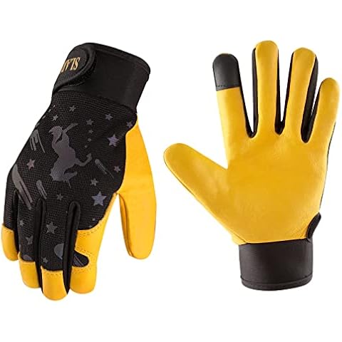 SLARMOR Kids Leather-Work-Gloves, Gardening-Gloves, Safety-Gloves, Touch Screen, Reflective, Breathable Design for Children Toddlers Boys Girls Age 3-12 -S Cover
