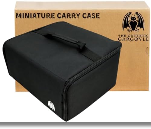 Miniature Storage Case - Foam Slot Case for Miniatures - Miniature Carrying Case with Handle - Miniatures Carrying Case - Grinning Gargoyle (30mm Bases)