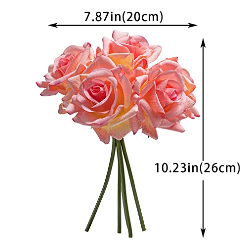 Duyone Artificial Roses Single Stem 10Pcs Fake Silk Flower Arrangement Bouquet Real Touch For Home Party Wedding Decoration(Deep Pink) #TOP6