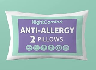 Night Comfort 2 Pack Luxury Standard Pillows Soft Support for Front Sleepers - Hypoallergenic Fluffy Microfibre with Hollowfibre Filled Bounce Back Bed Pillows
