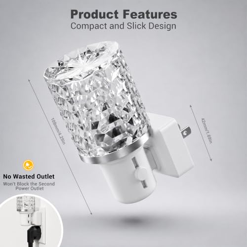 Image of JandCase LED Night Light, Dimmable Night Lights Plug into Wall,Dusk to Dawn | Modern Nightlight, Auto On Off Light Sensor, 3000K Soft White Night Light 0-100LM Brightness, Bathroom Hallway Bedroom Decor