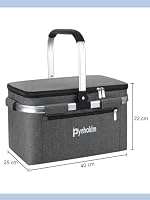 22L Kühlkorb Einkaufskorb mit Kühlfunktion Tragekorb Faltbar Picknickkorb mit Deckel Klappkorb Thermokorb Isoliertasche Faltbar Einkaufstasche mit Alurahmen-für Reisen/Picknick/Einkaufen – Ansicht 8