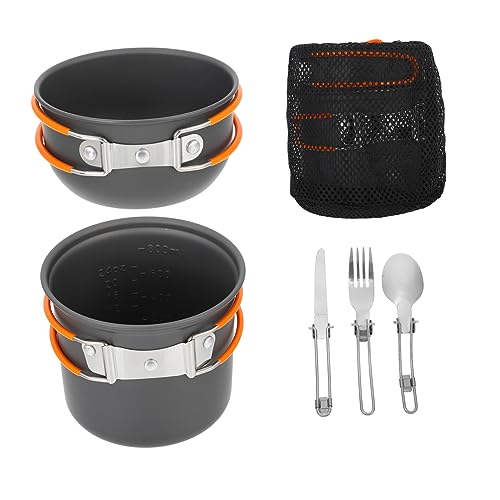 Hemoton Lightweight Portable Camping Cookware 2-Person Outdoor Cooking Set Camping Utensils