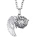 Produktbild Morella Damen Schutzengel Halskette Edelstahl 70 cm mit Anhänger Engelsflügel und Klangkugel Silber Ø 16 mm in Schmuckbeutel