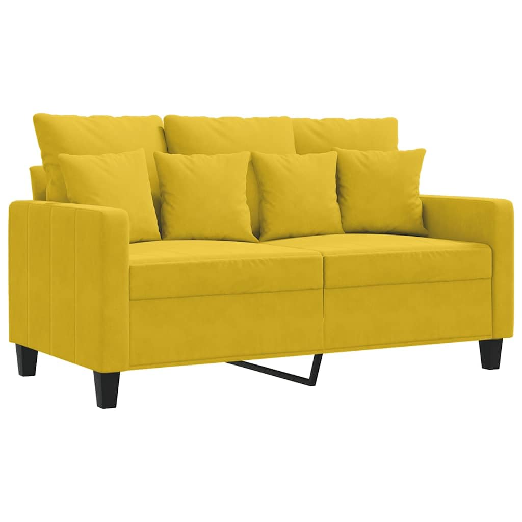 Canapé 2 Places, Causeuse de Salon Fauteuil Sofa 2 Places Jaune 138 x 77 x 80 cm Velours