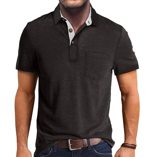 Men's Casual Polo Shirts Short Sleeve Summer Shirts Classic Collared Golf Shirt3