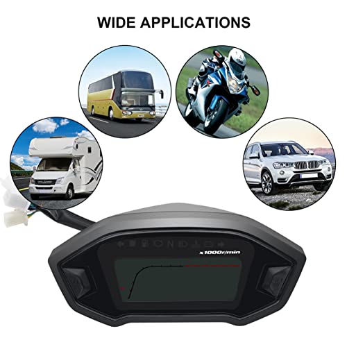 Kaolali Motorcycle Speedometer Tachometer Universal 13000Rpm Lcd Digital Odometer Gauge Adjustable 7 Colors For 2,4 Cylinders #TOP6