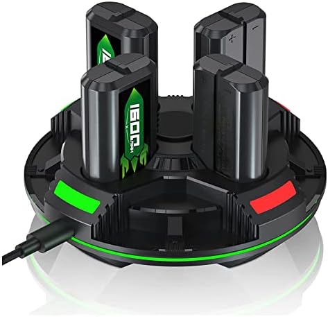 Wamiao Rechargeable Battery Pack, 4 x 1600mAh Xbox Controller Batteries with Fast Charger Station & USB C Cable, Compatible with Xbox Series X|S/Xbox One S/Xbox One X/Xbox One Elite