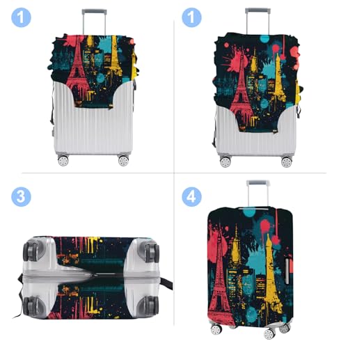 Luggage Cover Washable Suitcase Protector Anti-scratch Suitcase cover Fits 20-34 Inch Luggage (Tower-4, XL(32-34inch suitcase))4