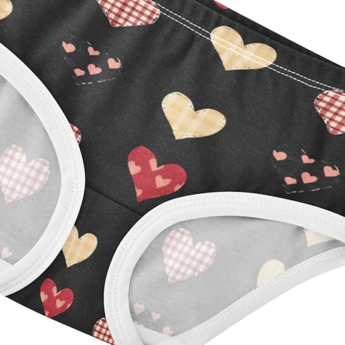 ZZKKO Plaid Heart Black Girls Underwear Toddler Panties for Girls Comfort Brief Size 2T-8Y3