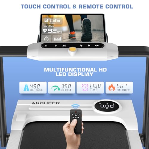 Image of Foldable Treadmill with Incline-Walking Pad with Handle Bar-Portable Walking Pad Treadmill 350+ lb Capacity-Under Desk Treadmills, 4 in 1 Running Machine LED Display /Dual Control
