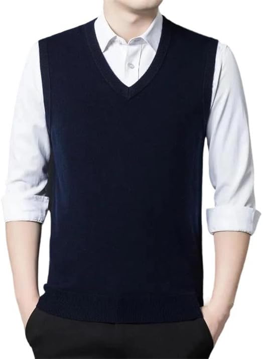 Men Sleeveless Cashmere Waistcoats Male Solid Cashmere Knit Sweater Vests