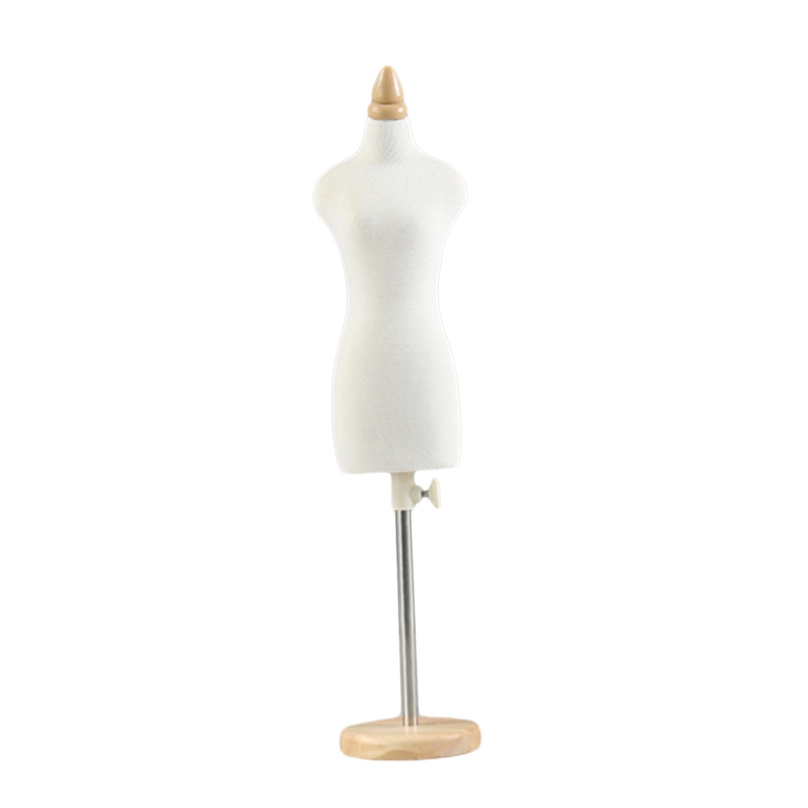 Puppenkleid Ständer Schneiderpuppe Mini Dress Form Torso Ständer mit Sockel für Puppenkleidung für Puppenhaus DIY Projekte Kinder Modeentwürfe Musterg, 33 cm runder Sockel